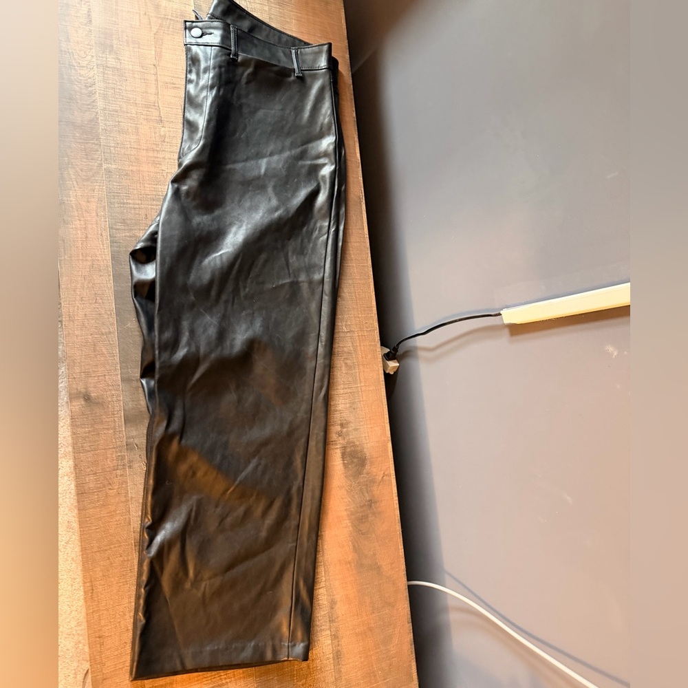 Old Navy Black Faux Leather Wide-Leg Pants